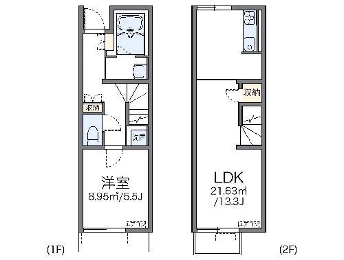 レオネクストモトウイング2(1LDK/1階)の間取り写真