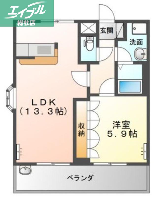 水島臨海鉄道 弥生駅 徒歩14分 2階建 築21年(1LDK/2階)の間取り写真