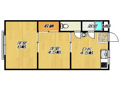 照竜荘(2DK/1階)の間取り写真