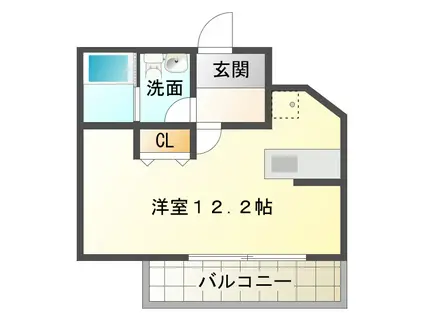 アルテハイム東大阪(1K/3階)の間取り写真