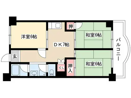 稲垣ビル(3DK/1階)の間取り写真