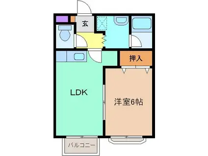 アンビシオン(1DK/1階)の間取り写真
