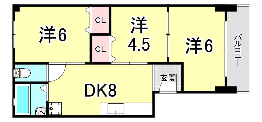 マンション清水(3DK/1階)の間取り写真
