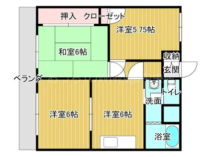 ドミエールII(3DK/2階)の間取り写真