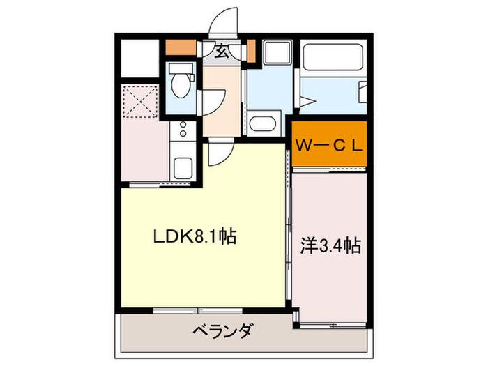 ネストピア唐人町駅前(1LDK/4階)の間取り写真