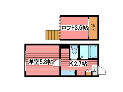 パームツリー月寒東(1K/2階)の間取り写真