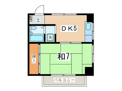 アドバンス岸根公園(1DK/1階)の間取り写真