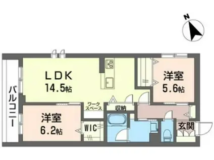 SHAMAISON ルミノサ・ファミリアA(2LDK/2階)の間取り写真