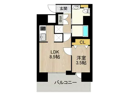 PHOENIX北堀江(1LDK/10階)の間取り写真