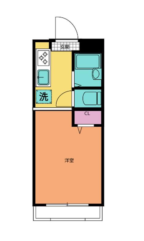大分ユースコーポ(ワンルーム/4階)の間取り写真