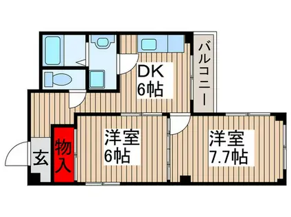 第102新井ビル(2DK/3階)の間取り写真