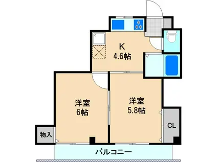 第1コア辰巳ビル(2K/4階)の間取り写真