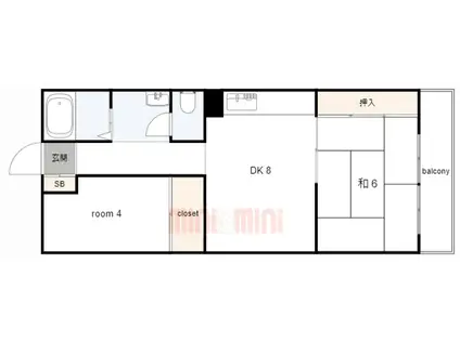 橋本第1マンション(2DK/4階)の間取り写真