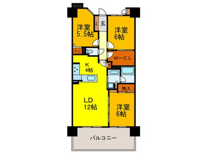 ザ・レスタージュ レクレドール大阪(3LDK/2階)の間取り写真