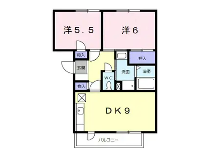 ＪＲ紀勢本線 海南駅 徒歩5分 3階建 築30年(2DK/3階)の間取り写真