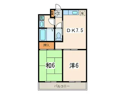 スカイコート21参番館(2DK/2階)の間取り写真
