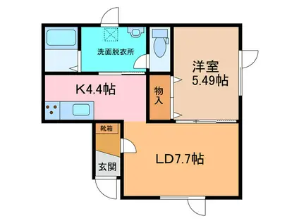 浦幌アパート(1LDK/1階)の間取り写真