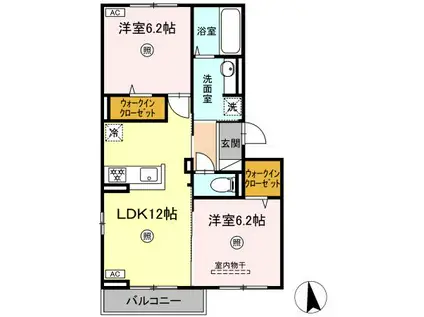 D-ROOM三入(2LDK/3階)の間取り写真