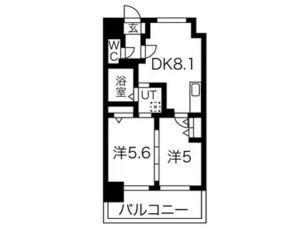 プレスタイル博多イースト(2LDK/3階)の間取り写真