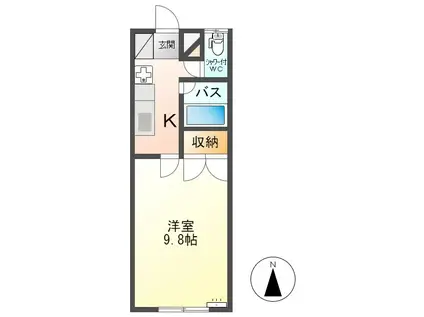 常磐城マンション(1K/3階)の間取り写真
