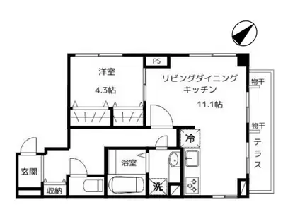 ジラソーレ(1LDK/1階)の間取り写真