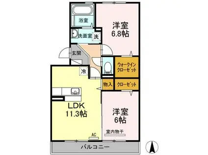 シャングリ・ラ光栄(2LDK/3階)の間取り写真