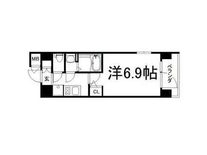 アスヴェル京都七条通(1K/11階)の間取り写真