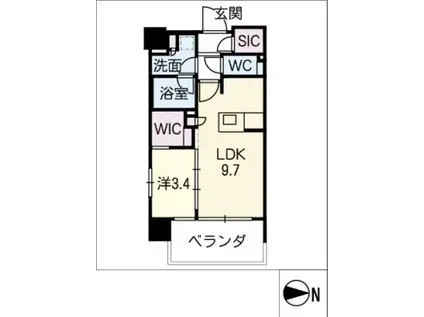 クリオラベルヴィ名古屋花ノ木(1LDK/5階)の間取り写真