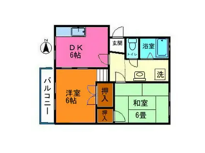 コーポヤマサ(2DK/2階)の間取り写真