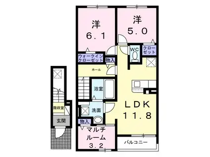 オーシャンフロント(3LDK/2階)の間取り写真