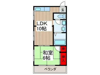 岩井ビル(1LDK/2階)の間取り写真
