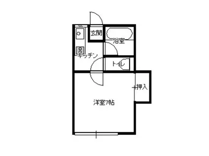 ソレイユD(1K/1階)の間取り写真