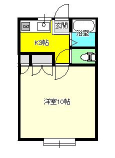 メゾンドールIII(1K/2階)の間取り写真