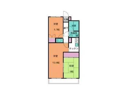ダイアパレス深谷第2(2LDK/2階)の間取り写真