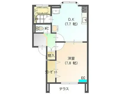 コーポすまいる(1DK/1階)の間取り写真