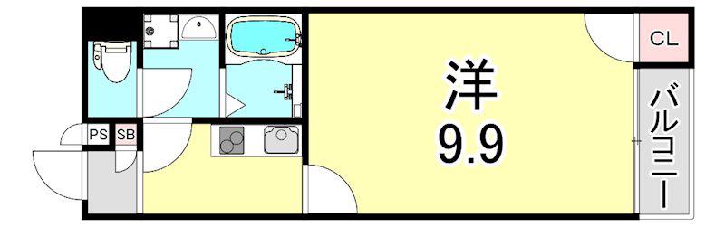 クレイノクリエイト仁川(1K/1階)の間取り写真