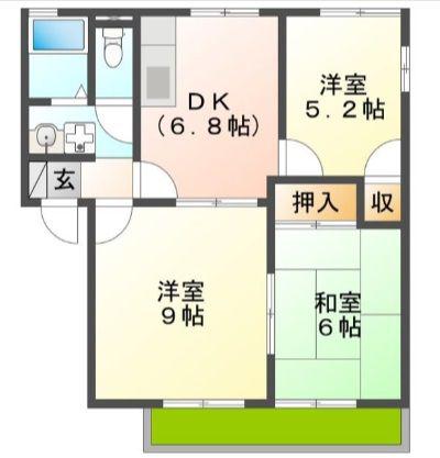 メゾン7B棟(3DK/2階)の間取り写真