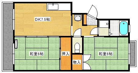 しづマンション(2DK/2階)の間取り写真
