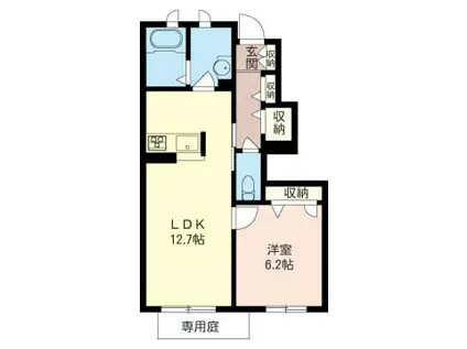 オリーブ(1LDK/1階)の間取り写真