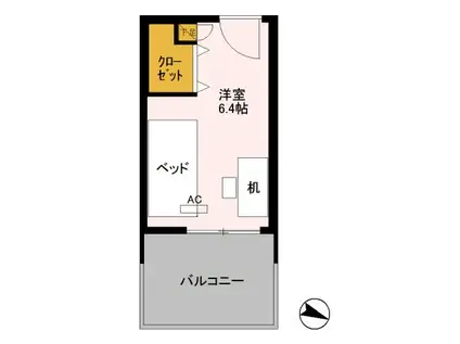 ロイヤルパークスER万代 SHARE万代(ワンルーム/3階)の間取り写真