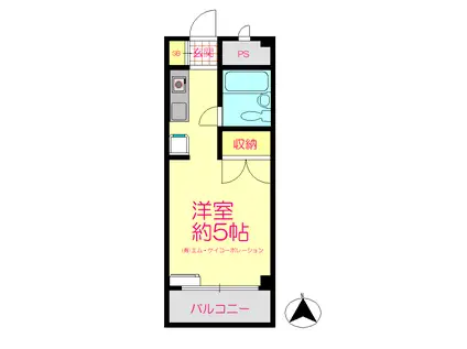 MKビル(ワンルーム/2階)の間取り写真