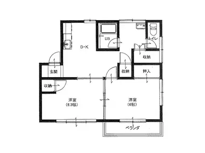 緑新コーポ A棟(2DK/2階)の間取り写真