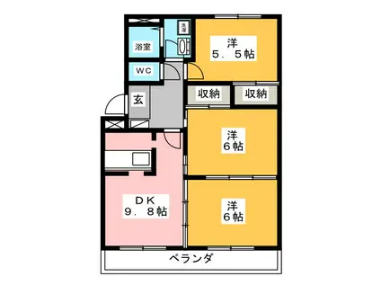 ファイン・コール(3LDK/2階)の間取り写真