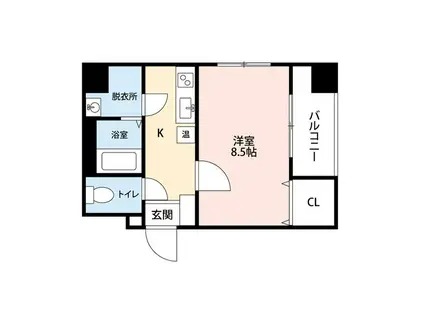 パークハイツ長岡(1K/4階)の間取り写真