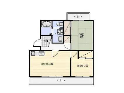 ラフォーレ向平(2LDK/2階)の間取り写真