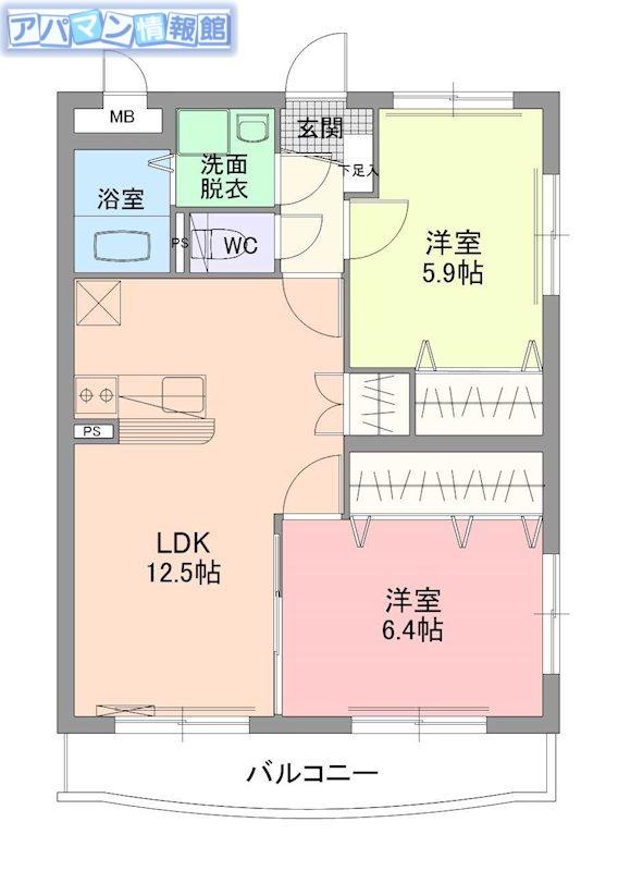 ジュエルSK(2LDK/3階)の間取り写真