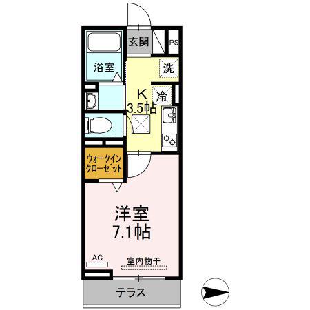 D-グレイス A(1K/1階)の間取り写真