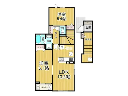 ケイモデルノ ルート 210(2LDK/2階)の間取り写真