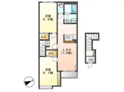 エルシャトーIII(2LDK/2階)の間取り写真