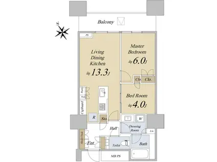 三田ガーデンヒルズ ノースヒル(2LDK/2階)の間取り写真